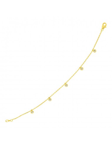 14k Yellow Gold 7 inch Bracelet with Diamond Charms de l' environnement