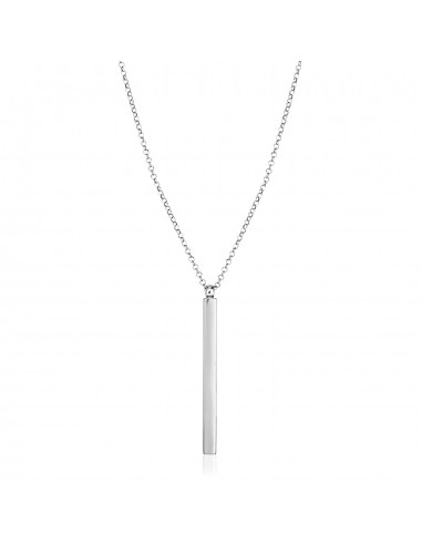 Sterling Silver 24 inch Necklace with Long Polished Bar Pendant sur le site 