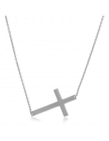 14k White Gold Plain Cross Motif Necklace acheter en ligne