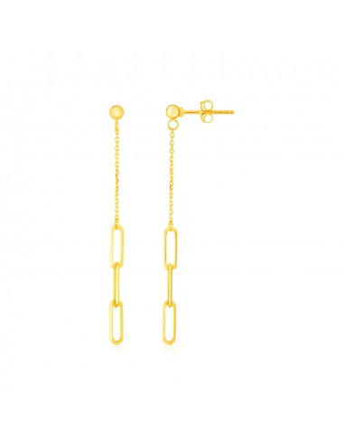 14K Yellow Gold Paperclip Chain and Fine Link Earrings En savoir plus