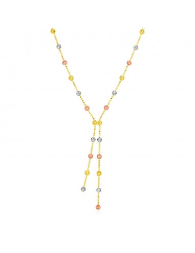 14k Tri Color Gold Lariat Style Station Necklace pas chere