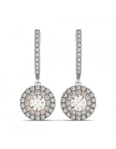 14k White And Rose Gold Drop Diamond Earrings with a Halo Design (3/4 cttw) de technologie