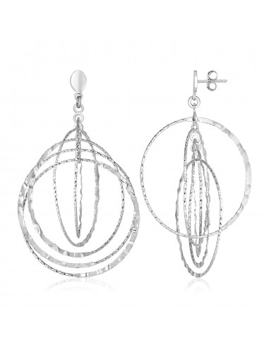 Sterling Silver Textured Circle Dangle Earrings shop