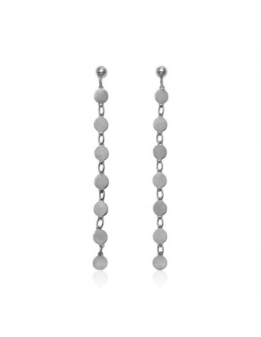 14k White Gold Post Dangle Earrings with Polished Circles À commander