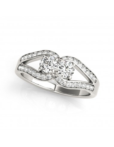 Two Stone Split Shank Design Diamond Ring in 14k White Gold (3/4 cttw) Véritable concentré