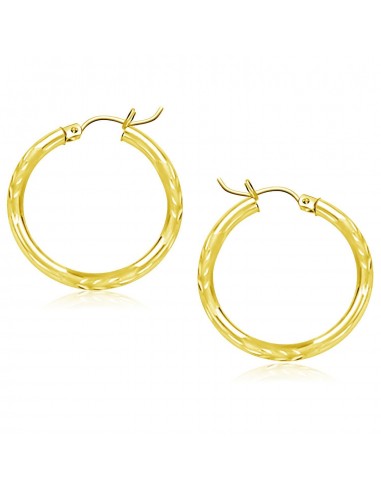 10k Yellow Gold Diamond Cut Hoop Earrings (25mm) d'Europe débarque