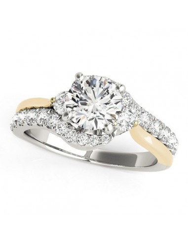 14k White And Yellow Gold Round Bypass Diamond Engagement Ring (1 1/2 cttw) prix pour 