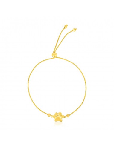 14k Yellow Gold Adjustable Paw Print Bracelet Le MVP de beaucoup