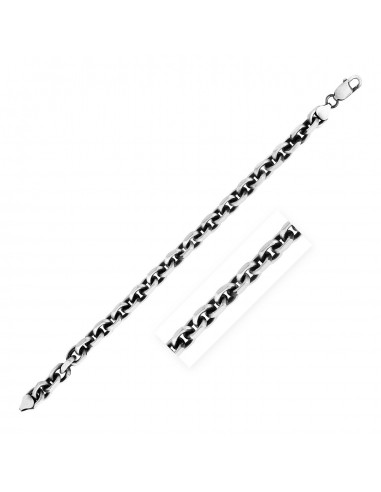 Sterling Silver Gunmetal Finish Oval Link Bracelet d'Europe débarque