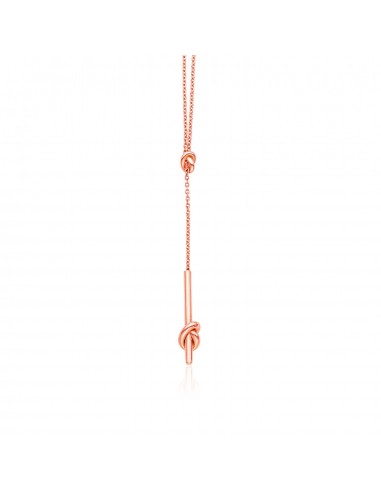 14k Rose Gold Lariat Necklace with Knots basket pas cher