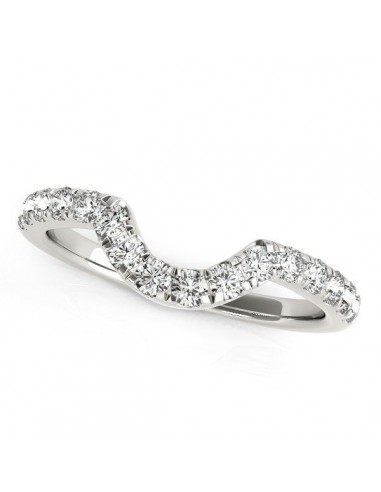 14k White Gold Curved Diamond Wedding Band (3/8 cttw) commande en ligne