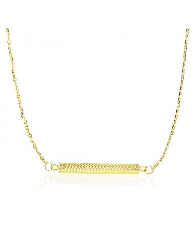 14k Yellow Gold Textured Bar Style Chain Necklace Les magasins à Paris et en Île-de-France