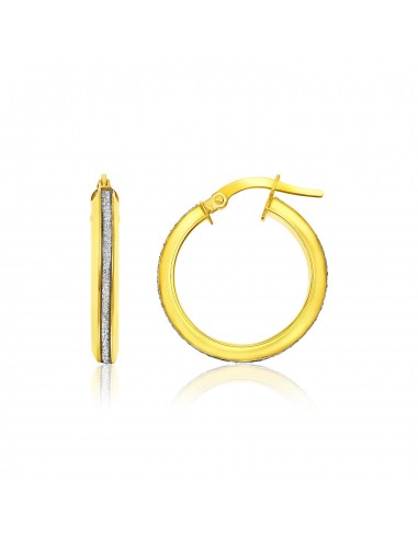 14k Two-Tone Gold Hoop Earrings with Glitter Center sélection de produits