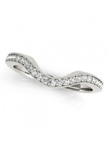 14k White Gold Milgrained Border Curved Diamond Wedding Band (1/5 cttw) JUSQU'A -70%! 