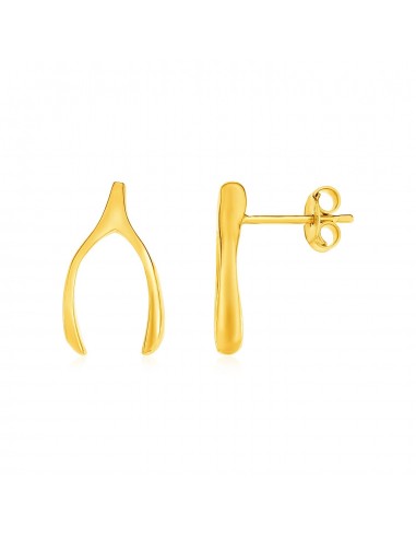 14k Yellow Gold Post Earrings with Wishbones Dans la société mordern